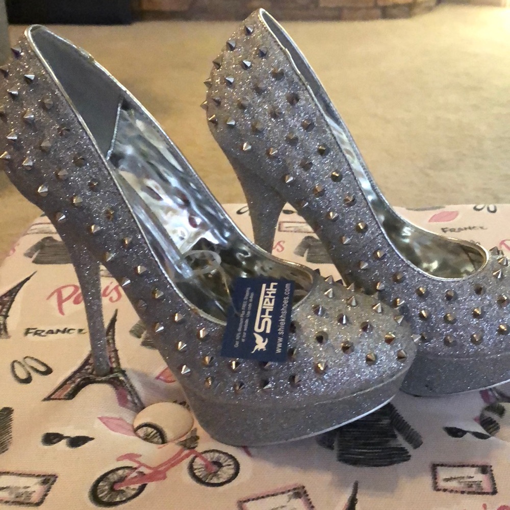 Sexy silver spiky heels